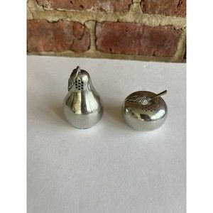 Vintage Kirk Stieff Pewter Salt & Pepper Shaker Set Apple Pear Fruit